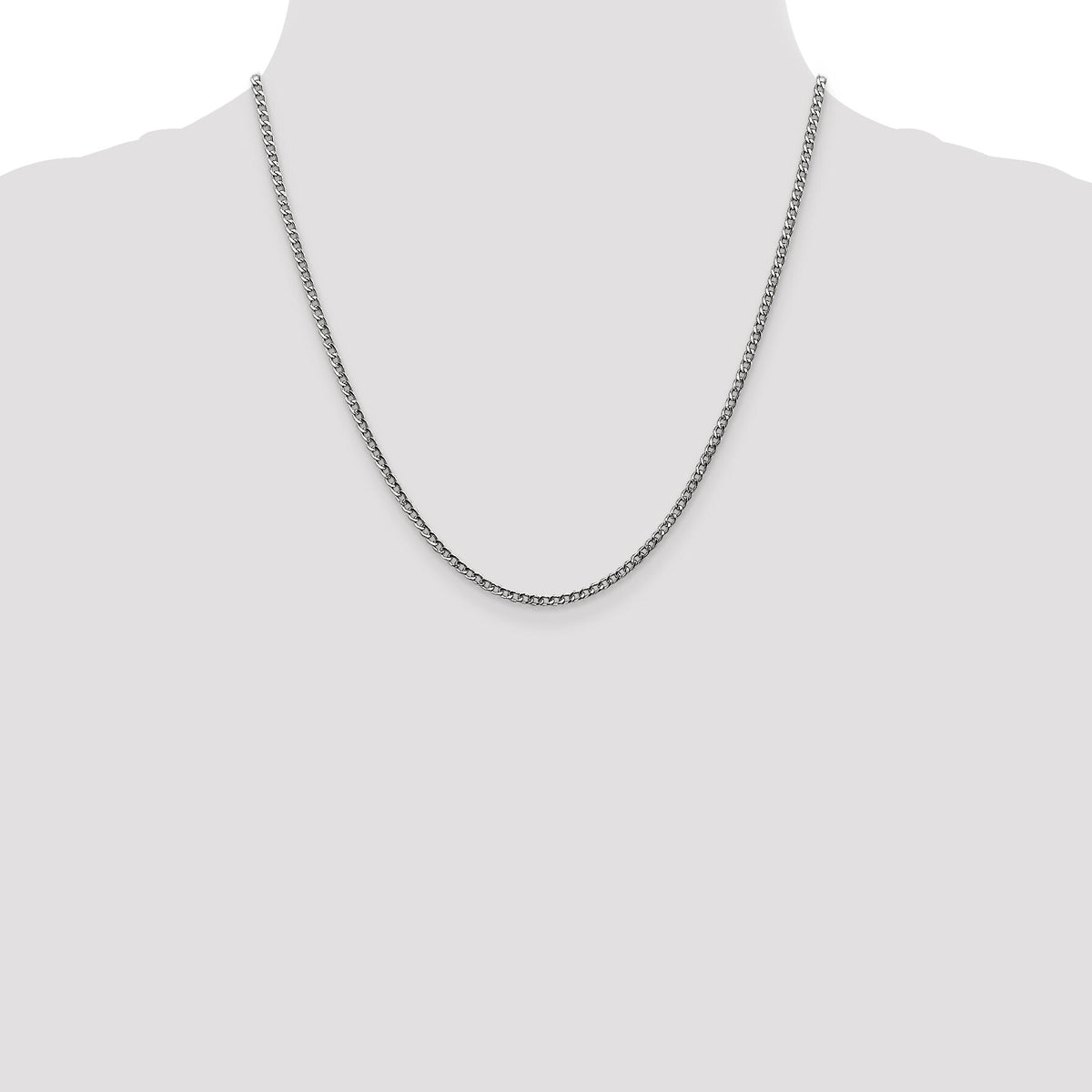 14k White Gold 2.5mm Semi-Solid Curb Chain-BC123-20