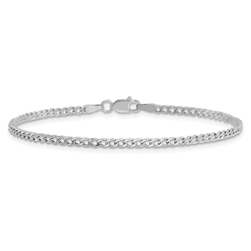 14K White Gold 10 inch 2.5mm Semi-Solid Curb with Lobster Clasp Anklet-BC123-10