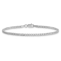 14k White Gold 2.5mm Semi-Solid Curb Chain Anklet-BC123-9