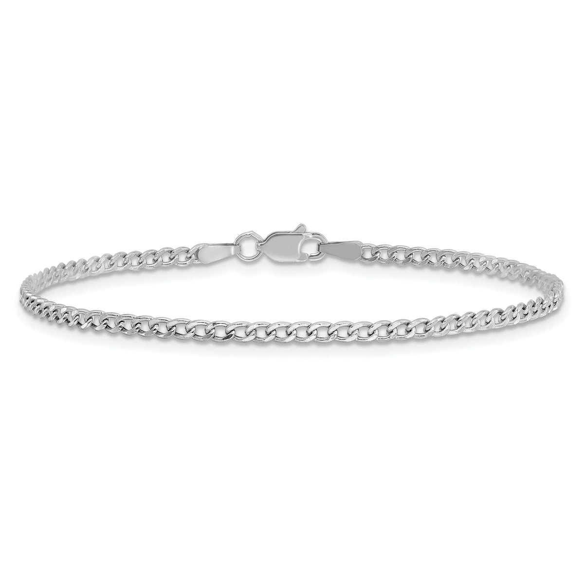 14k White Gold 2.5mm Semi-Solid Curb Chain Anklet-BC123-10