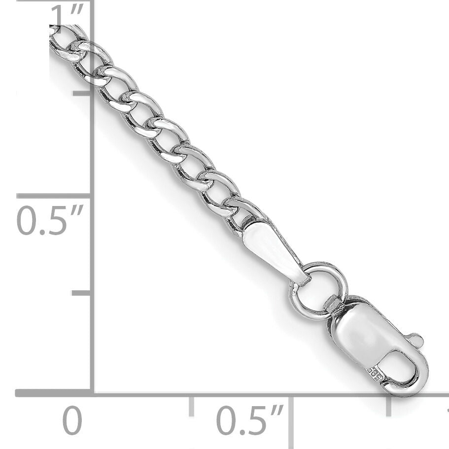 14k White Gold 2.5mm Semi-Solid Curb Chain Anklet-BC123-9