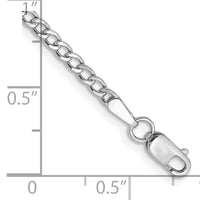 14k White Gold 2.5mm Semi-Solid Curb Chain Anklet-BC123-9