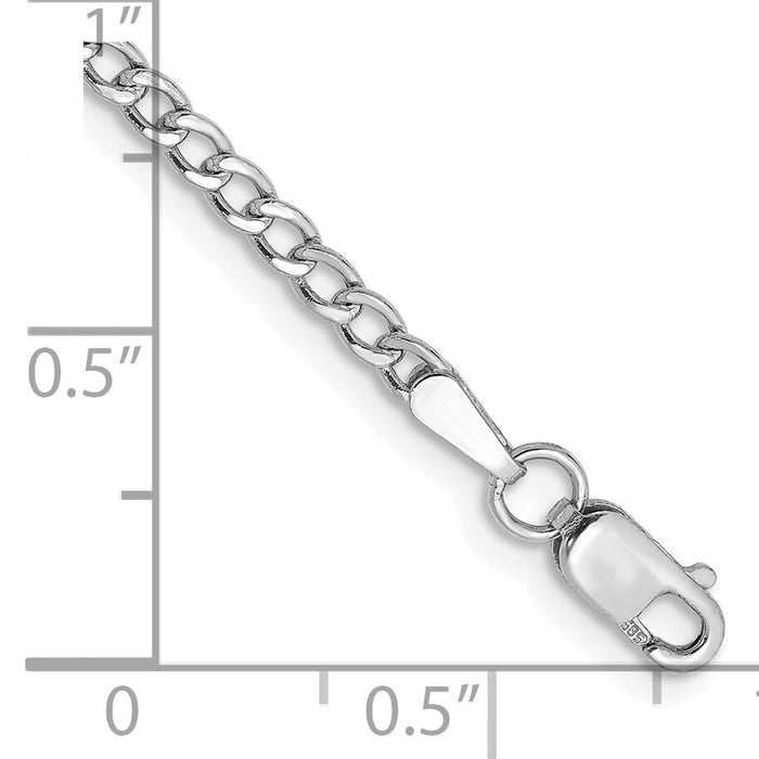 14k White Gold 2.5mm Semi-Solid Curb Chain Anklet-BC123-9