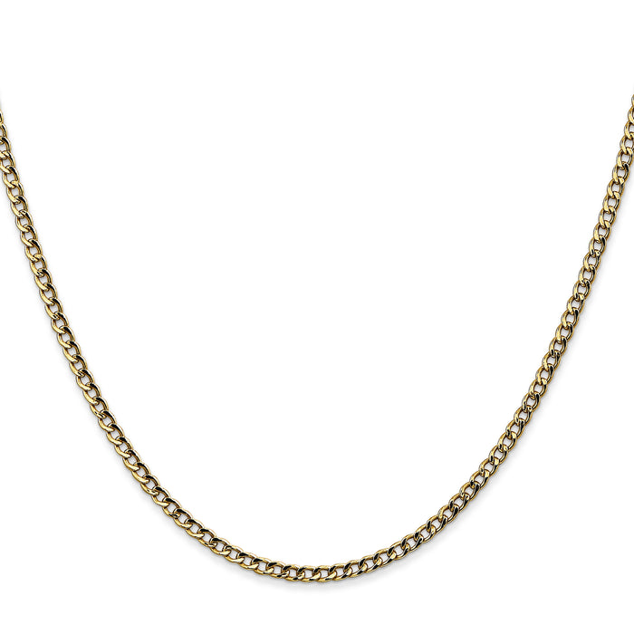 14k 2.5mm Semi-Solid Curb Chain-BC124-16