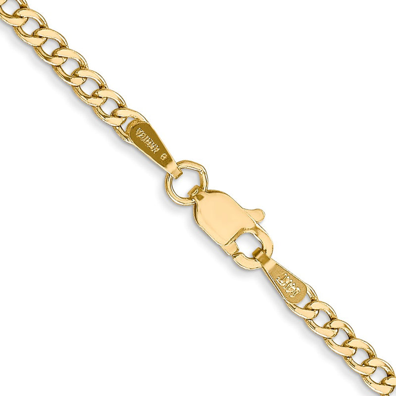 14K 16 inch 2.5mm Semi-Solid Curb with Lobster Clasp Chain-BC124-16