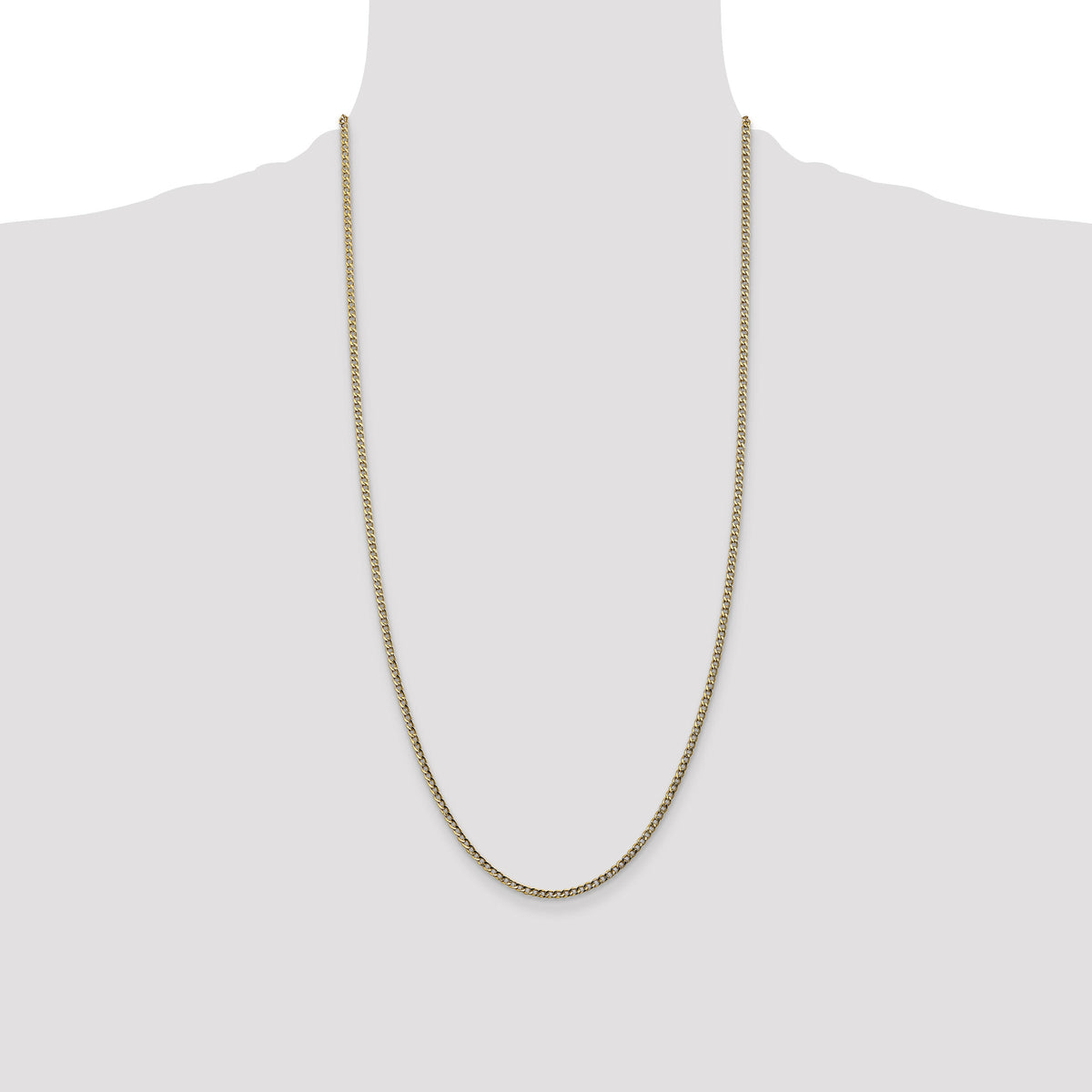 14k 2.5mm Semi-Solid Curb Chain-BC124-28