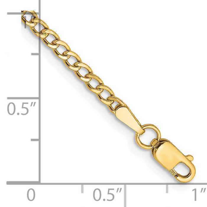 14k 2.5mm Semi-Solid Curb Chain Anklet-BC124-9