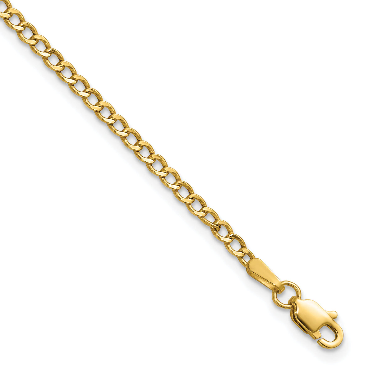 14k 2.5mm Semi-Solid Curb Chain Anklet-BC124-10
