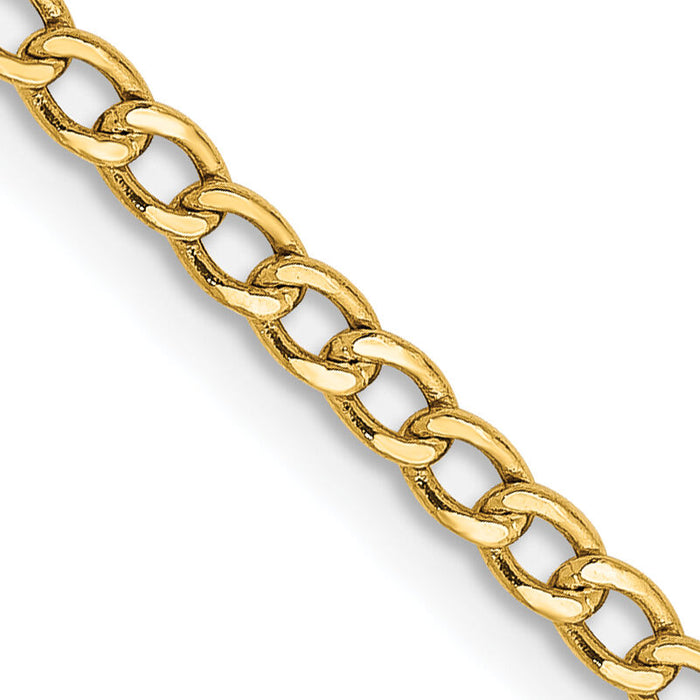 14k 2.5mm Semi-Solid Curb Chain-BC124-16