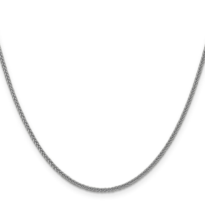 14k White Gold 2mm Semi-solid 3-Wire Wheat Chain-BC126-20