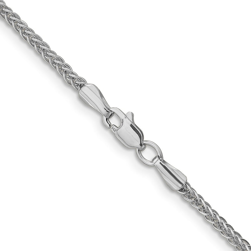 14K White Gold 16 inch 2mm Semi-Solid 3-Wire Wheat with Lobster Clasp Chain-BC126-16