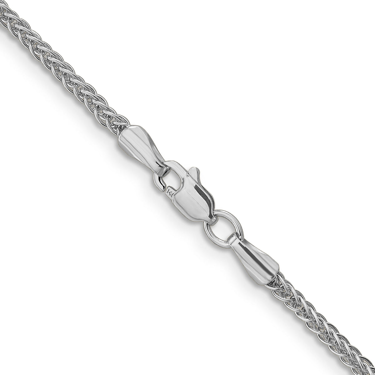14k White Gold 2mm Semi-solid 3-Wire Wheat Chain-BC126-22