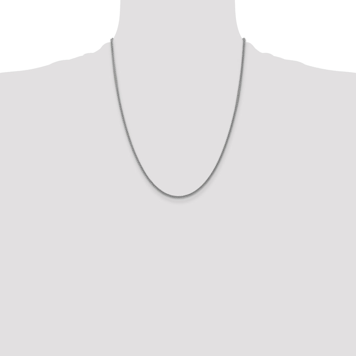 14k White Gold 2mm Semi-solid 3-Wire Wheat Chain-BC126-22