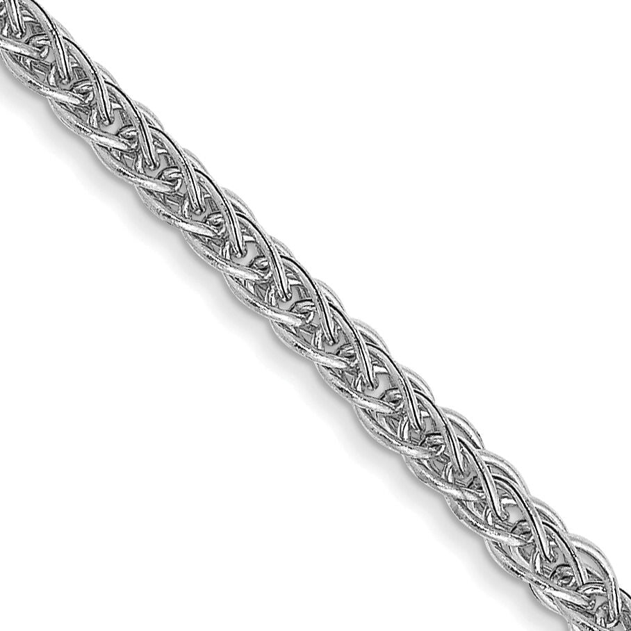 14k White Gold 2mm Semi-solid 3-Wire Wheat Chain-BC126-20