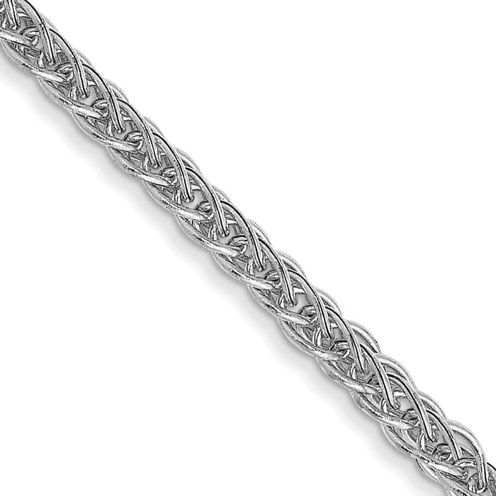 14k White Gold 2mm Semi-solid 3-Wire Wheat Chain-BC126-24