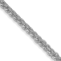 14k White Gold 2mm Semi-solid 3-Wire Wheat Chain-BC126-22