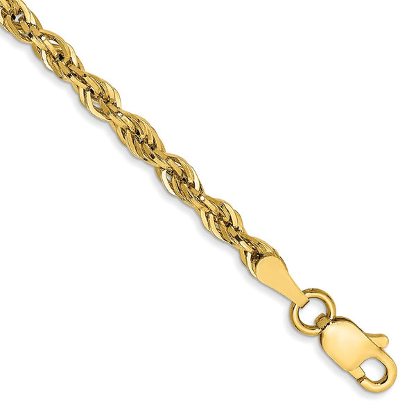 14K 10 inch 2.8mm Semi Solid Rope with Lobster Clasp Anklet-BC134-10