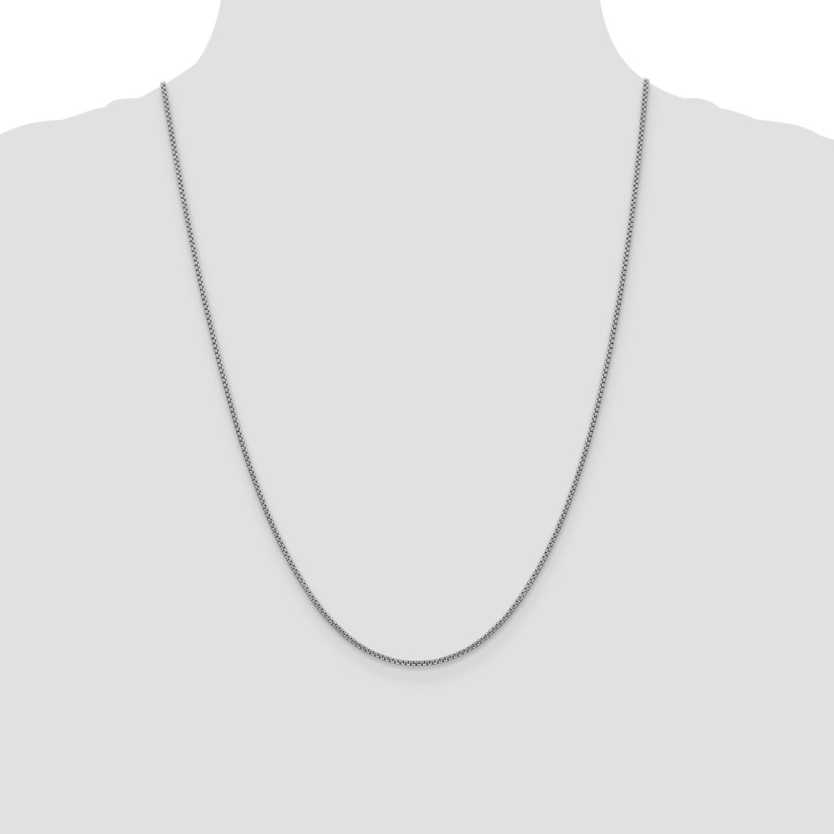 14k White Gold 1.5mm Semi-Solid Round Box Chain-BC138-24