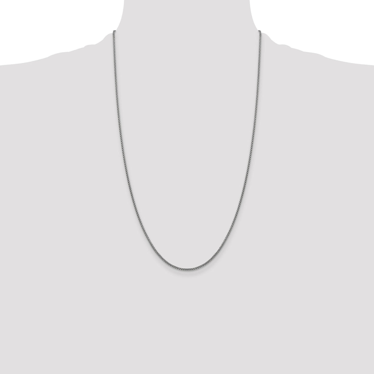 14k White Gold 1.5mm Semi-Solid Round Box Chain-BC138-26