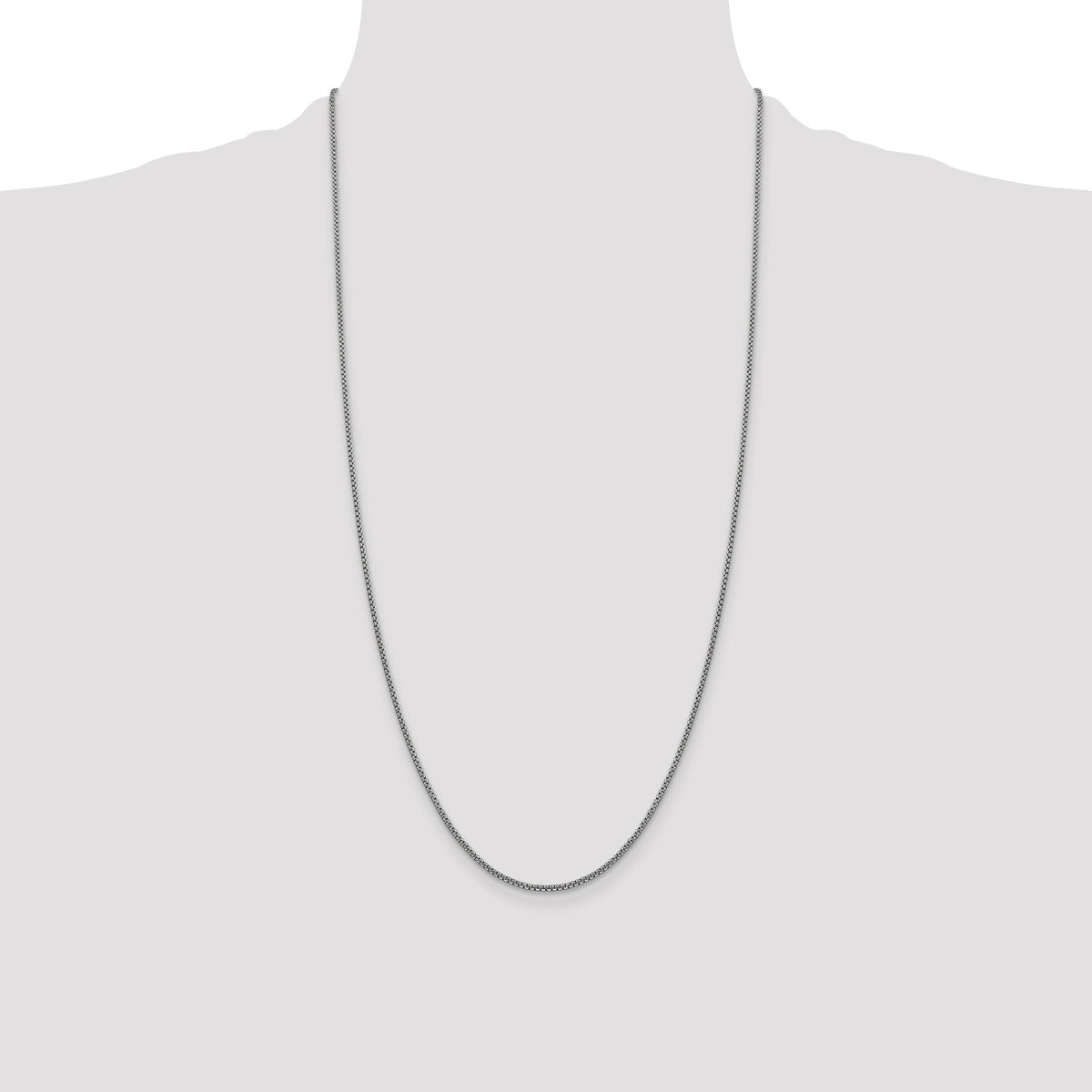 14k White Gold 1.5mm Semi-Solid Round Box Chain-BC138-28