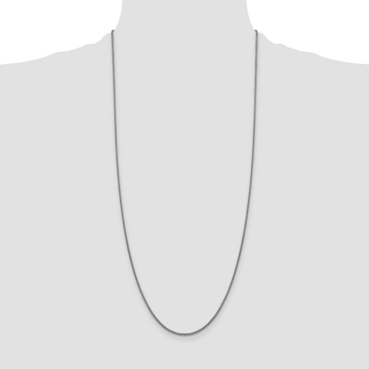 14k White Gold 1.5mm Semi-Solid Round Box Chain-BC138-30