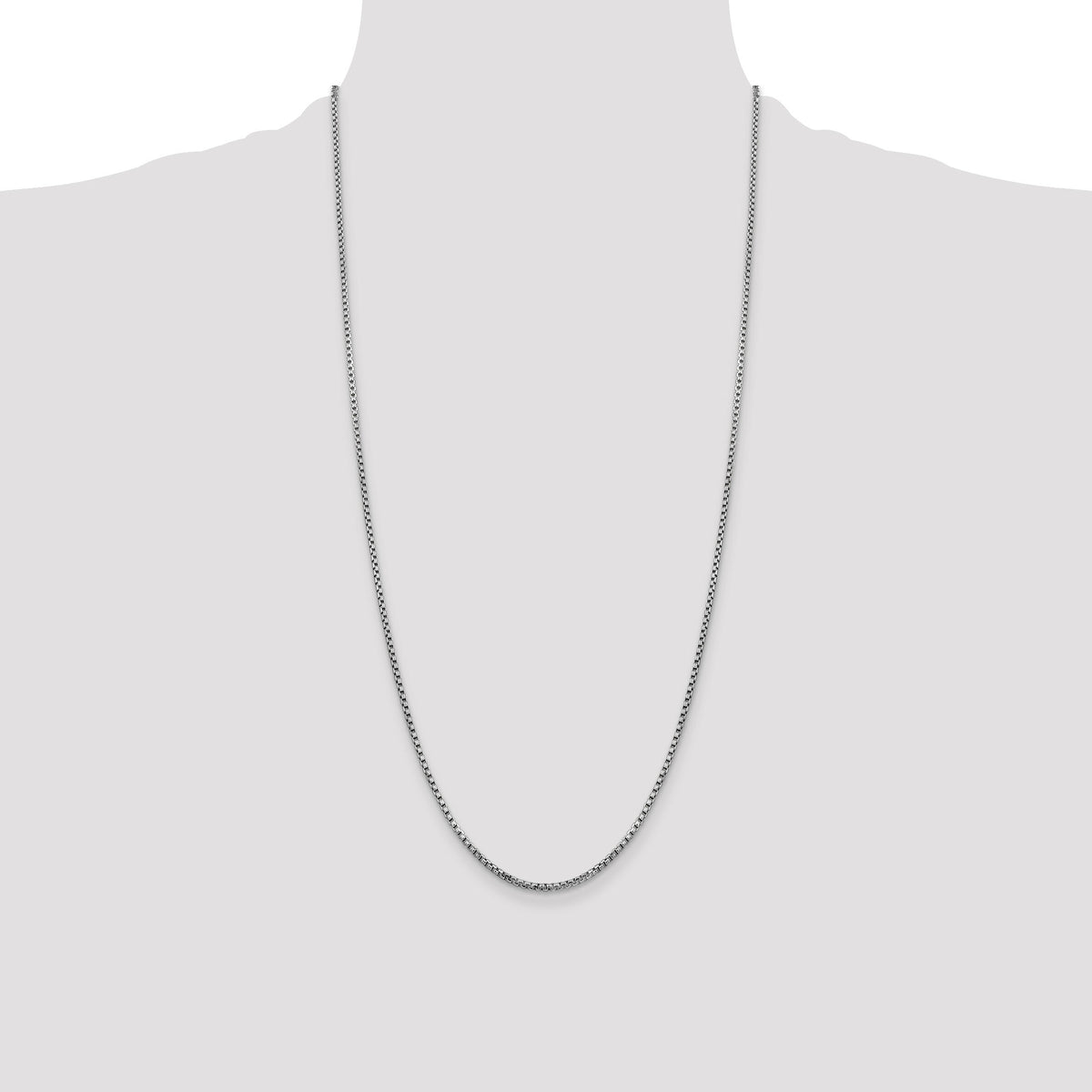 14k White Gold 1.75mm Semi-Solid Round Box Chain-BC139-28
