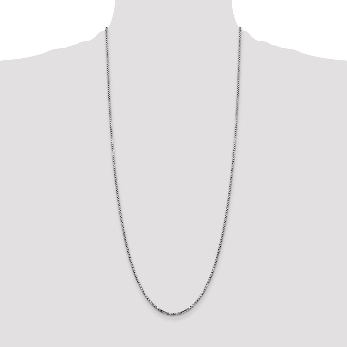 14k White Gold 1.75mm Semi-Solid Round Box Chain-BC139-30