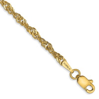 14K 10 inch 2.75mm Lightweight Singapore with Lobster Clasp Anklet-BC149-10