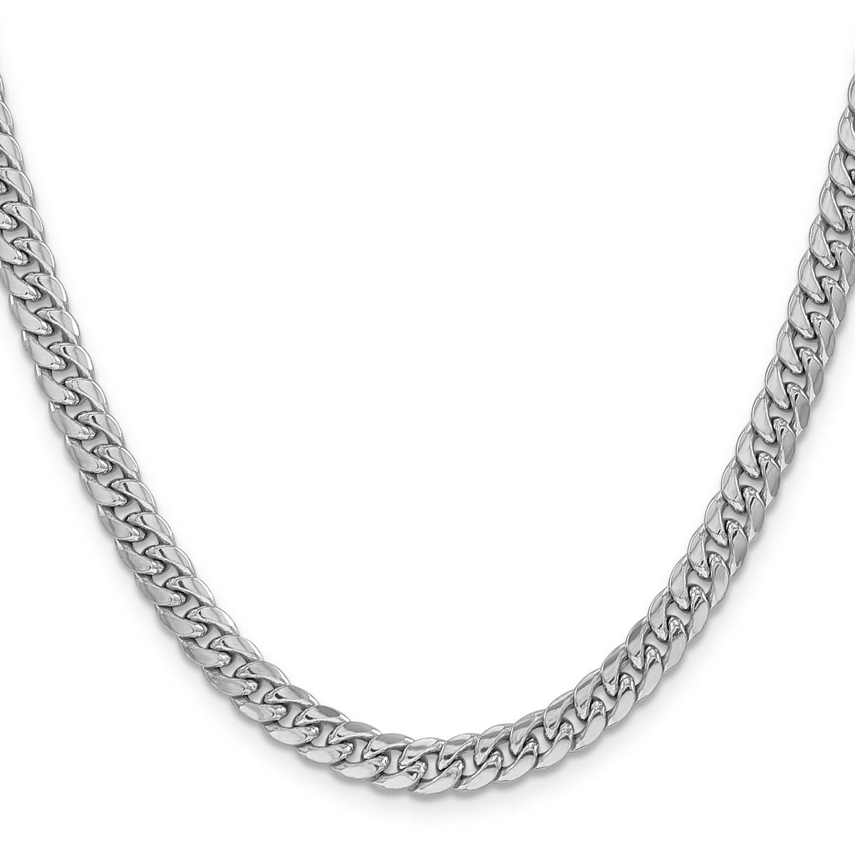 14k White Gold 6mm Semi-Solid Miami Cuban Chain-BC154W-24