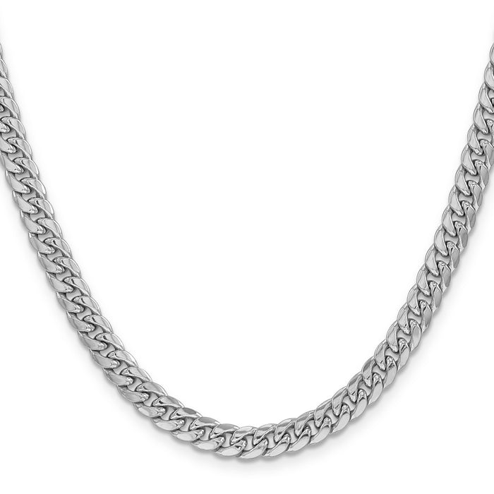 14k White Gold 6mm Semi-Solid Miami Cuban Chain-BC154W-24