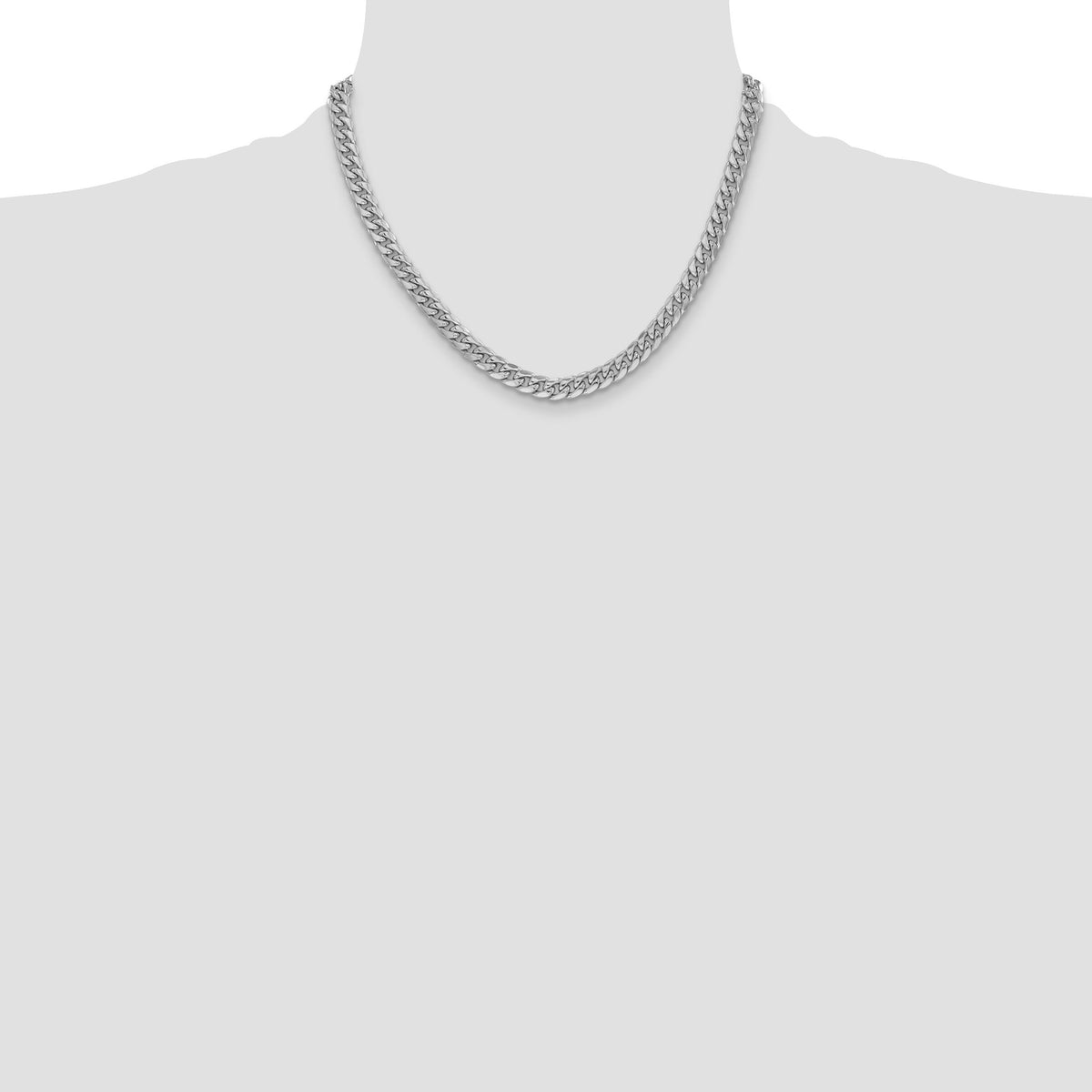 14k White Gold 6mm Semi-Solid Miami Cuban Chain-BC154W-18