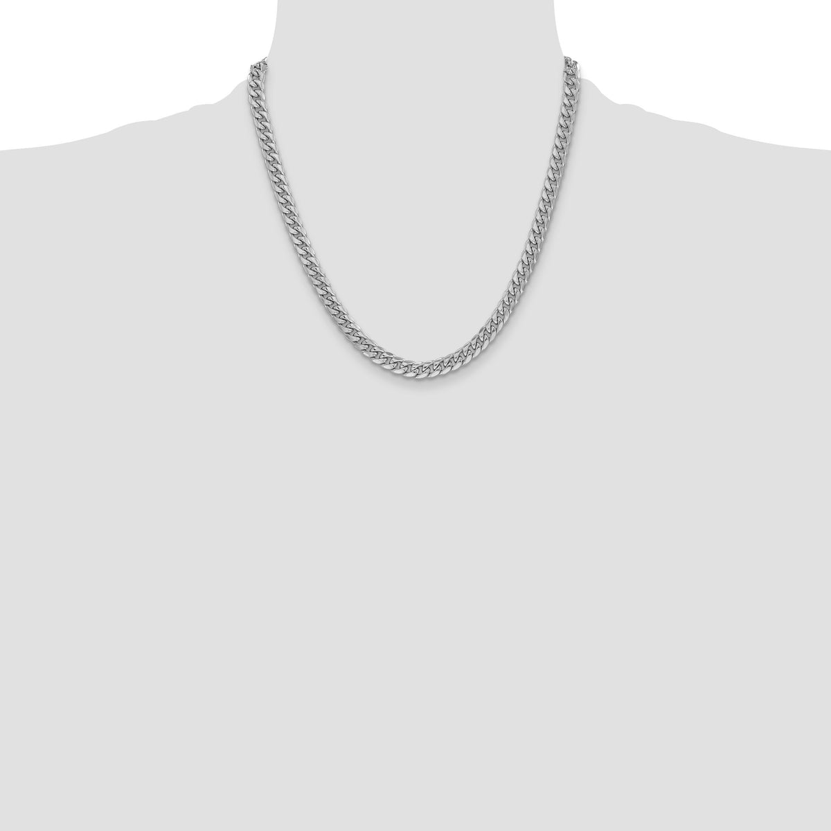 14k White Gold 6mm Semi-Solid Miami Cuban Chain-BC154W-20