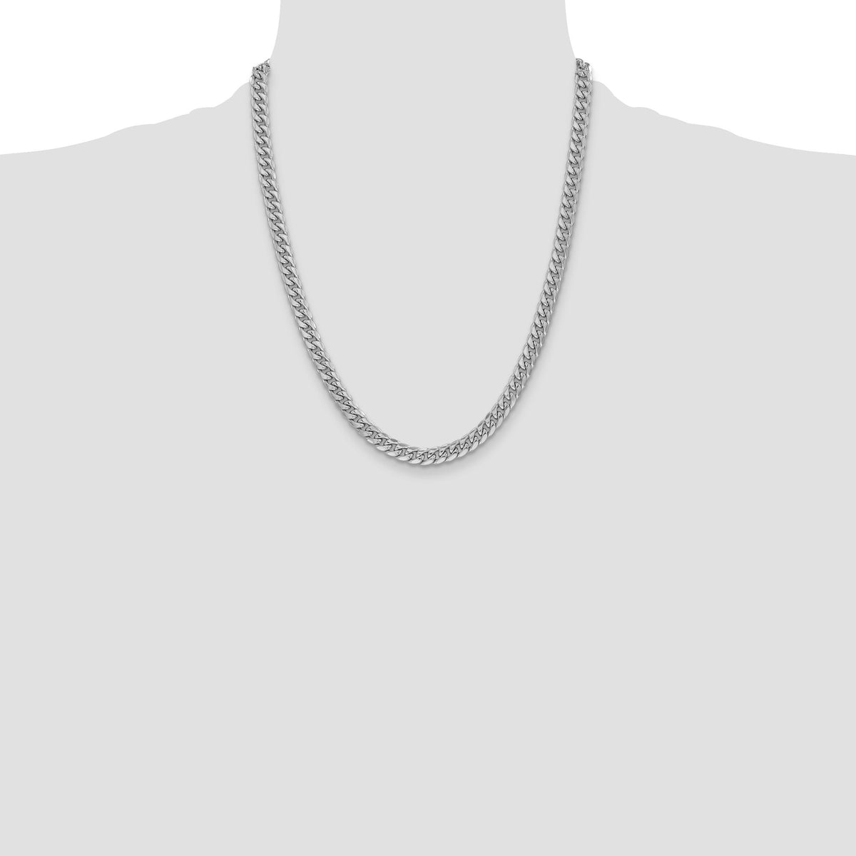 14k White Gold 6mm Semi-Solid Miami Cuban Chain-BC154W-22