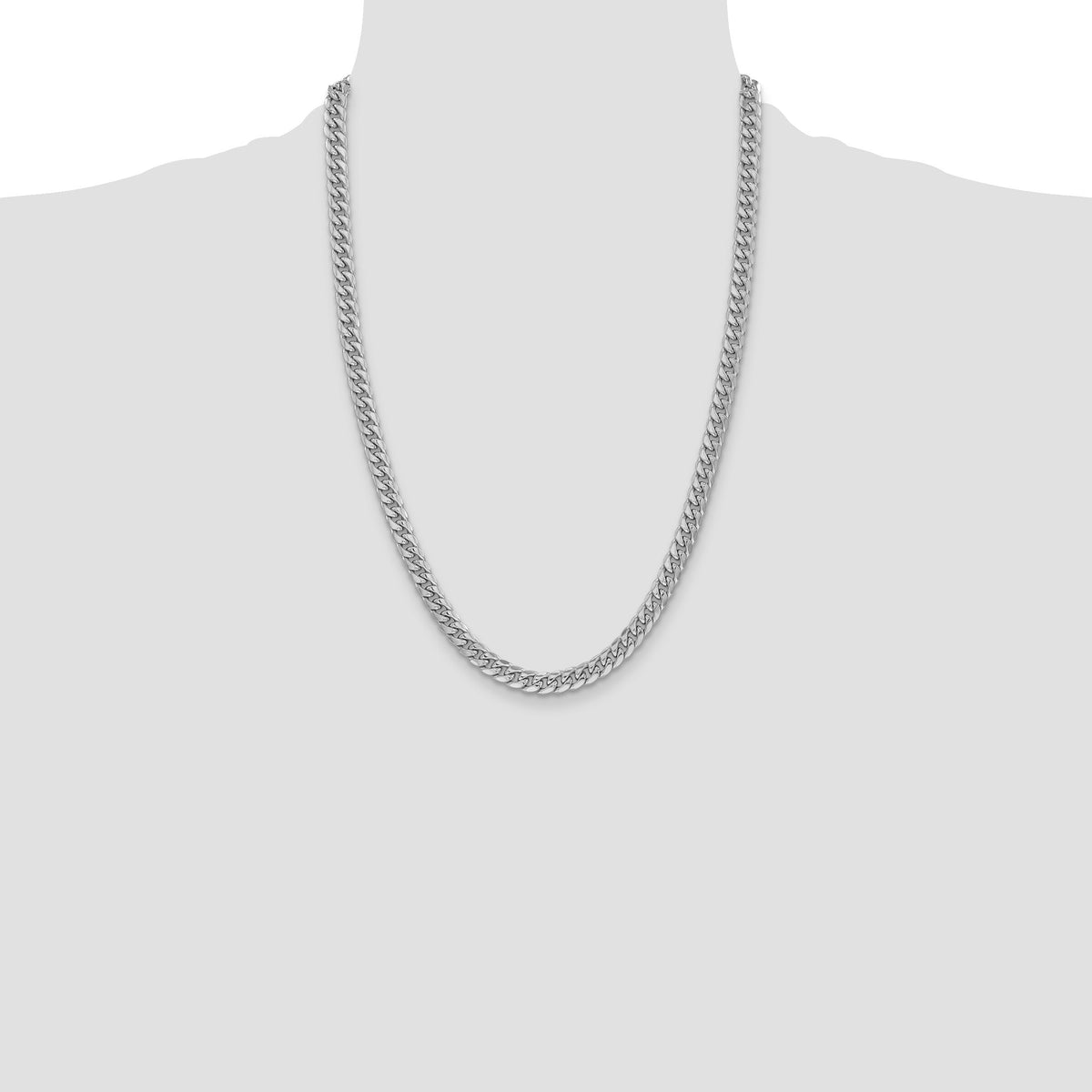 14k White Gold 6mm Semi-Solid Miami Cuban Chain-BC154W-24