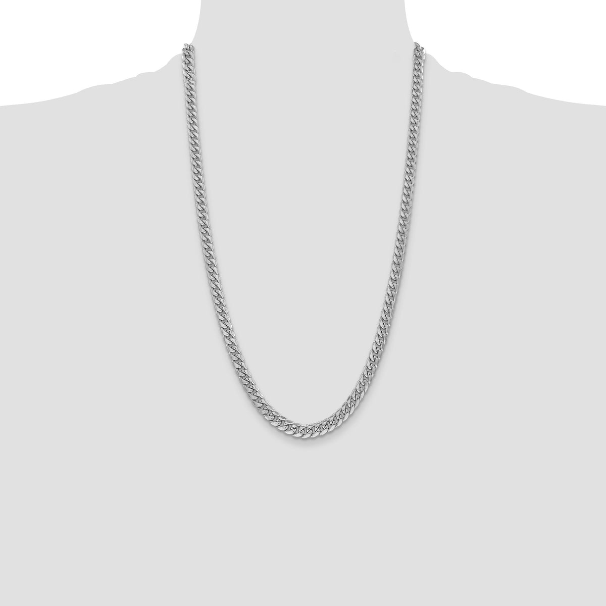 14k White Gold 6mm Semi-Solid Miami Cuban Chain-BC154W-26