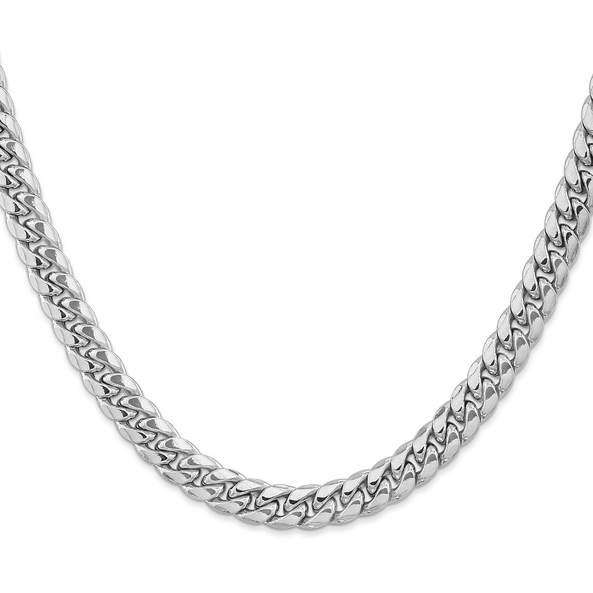 14k White Gold 7.3mm Semi-Solid Miami Cuban Chain-BC156W-22