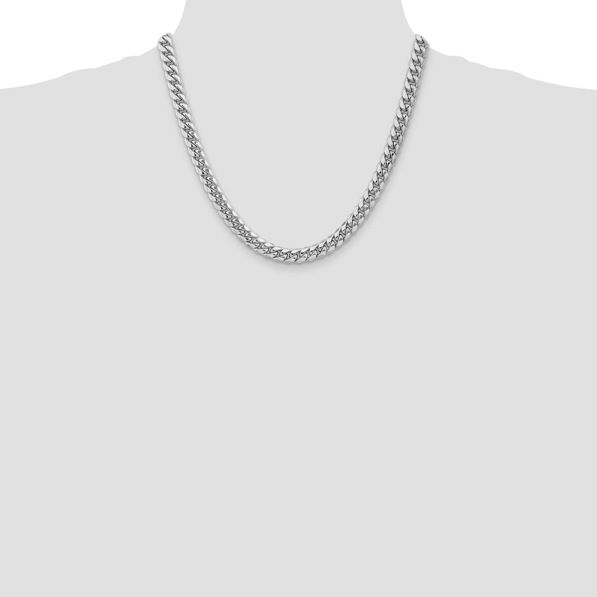 14k White Gold 7.3mm Semi-Solid Miami Cuban Chain-BC156W-20