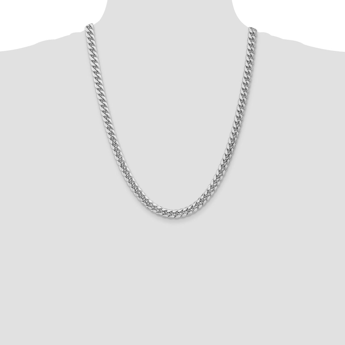 14k White Gold 7.3mm Semi-Solid Miami Cuban Chain-BC156W-24