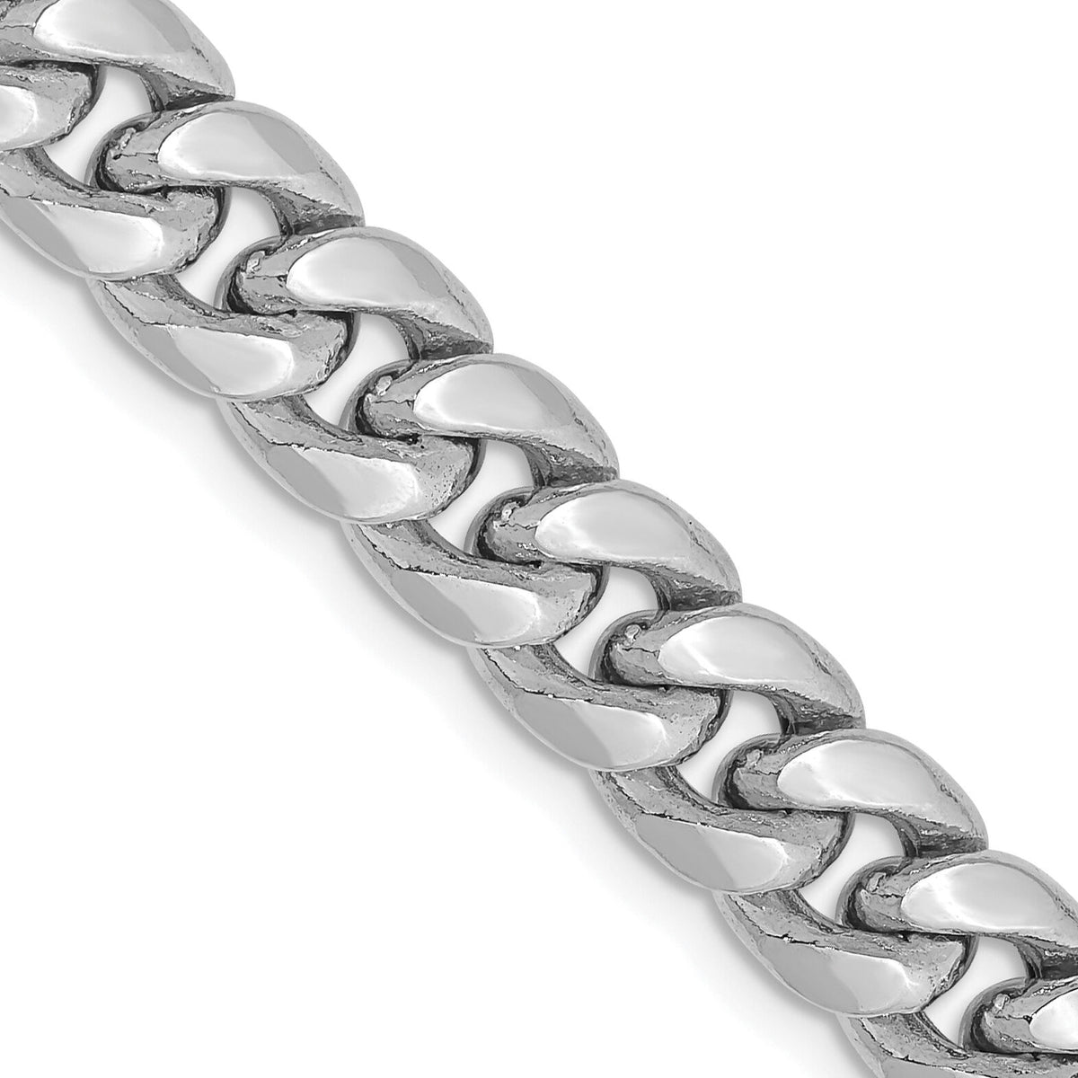 14k White Gold 7.3mm Semi-Solid Miami Cuban Chain-BC156W-22