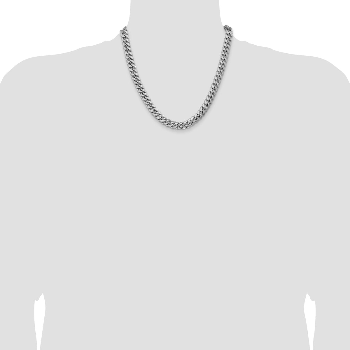 14k White Gold 9.3mm Semi-Solid Miami Cuban Chain-BC157W-20