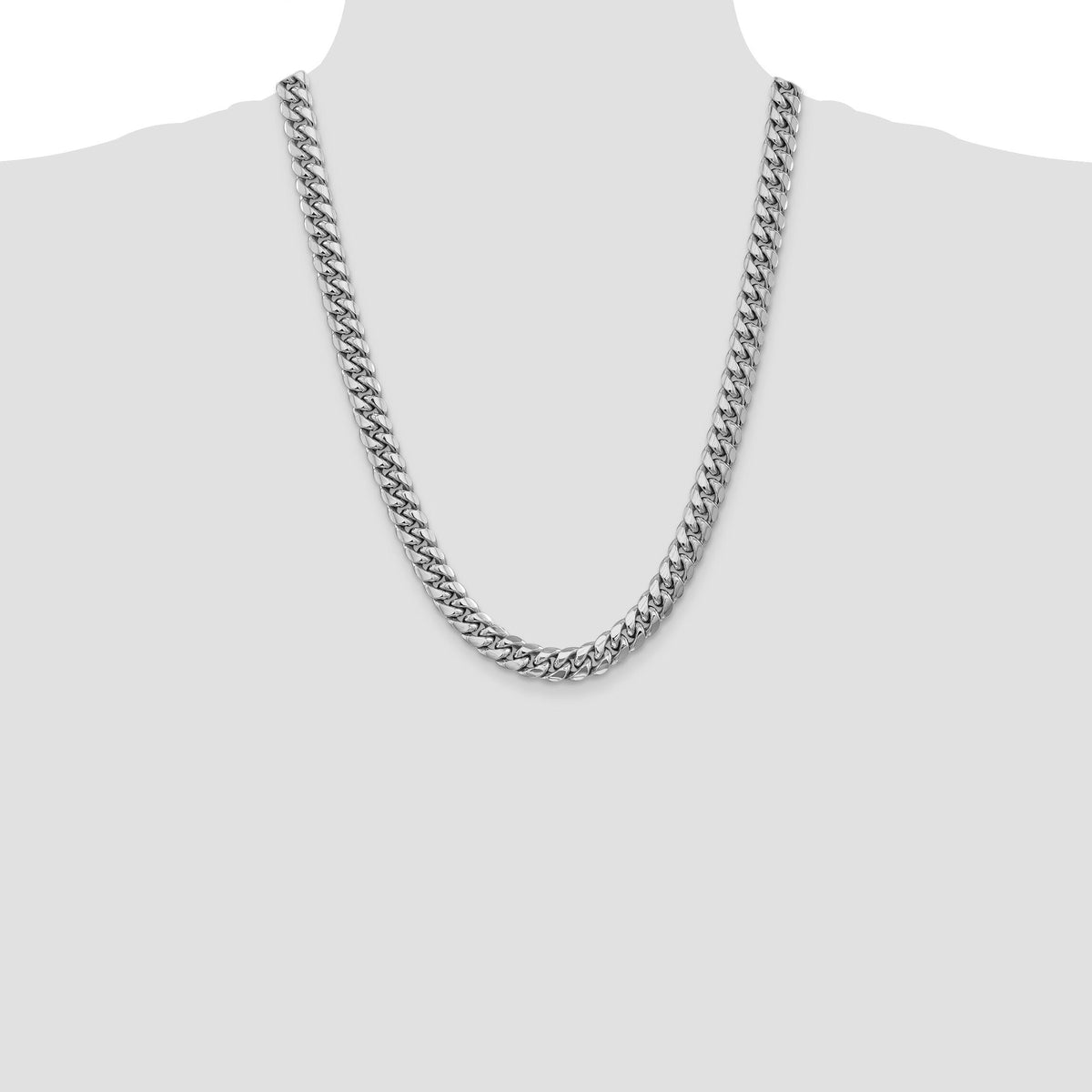 14k White Gold 9.3mm Semi-Solid Miami Cuban Chain-BC157W-24