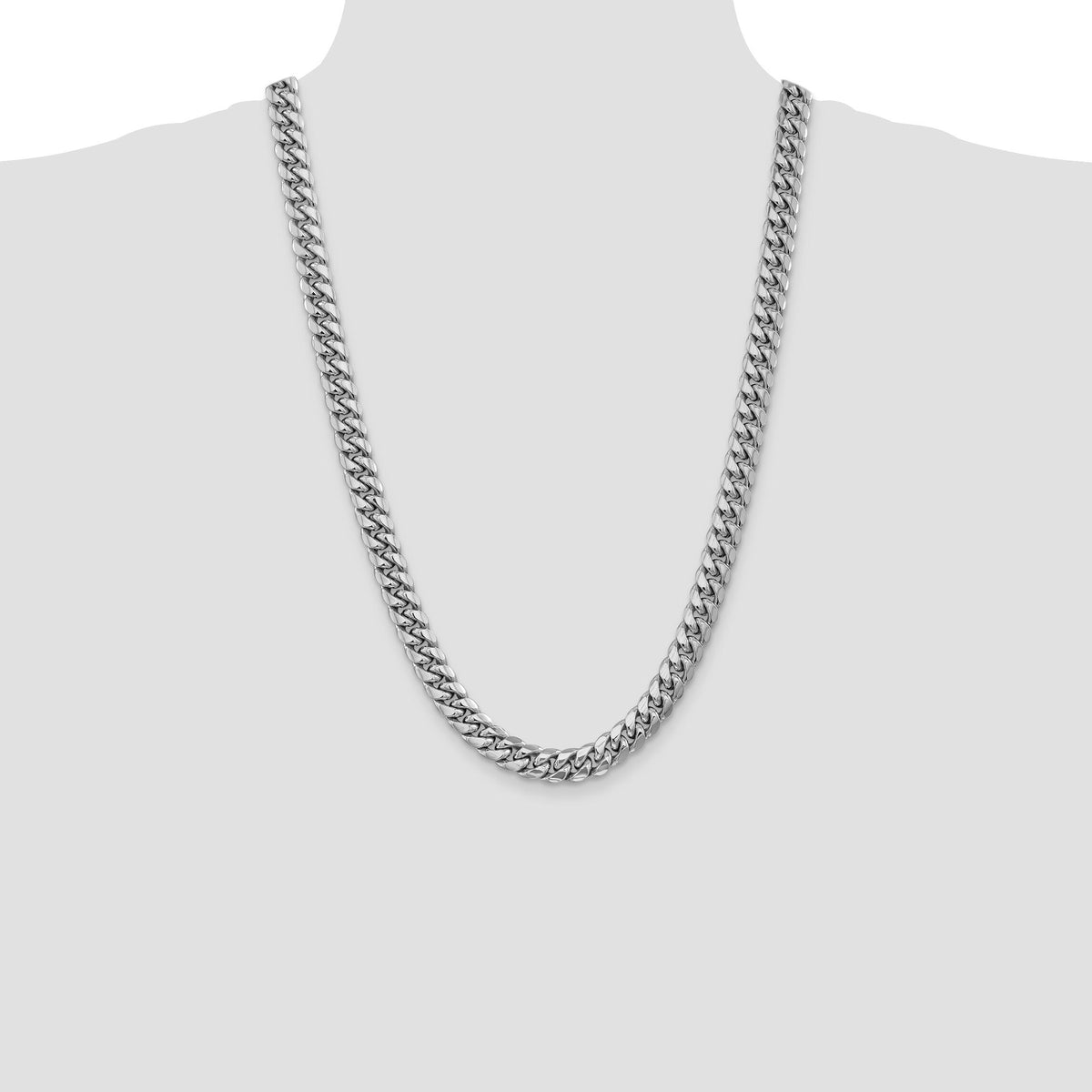 14k White Gold 9.3mm Semi-Solid Miami Cuban Chain-BC157W-26