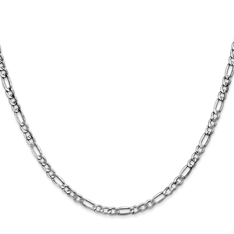 14K White Gold 22 inch 3.5mm Semi-Solid Figaro with Lobster Clasp Chain-BC159-22