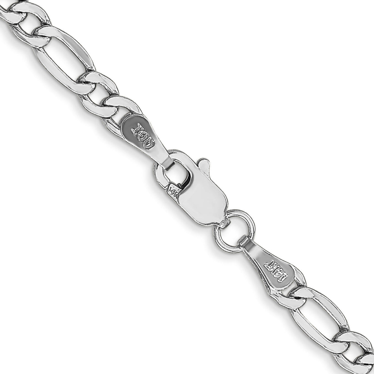 14k White Gold 3.5mm Semi-Solid Figaro Chain-BC159-24