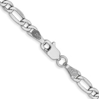 14K White Gold 22 inch 3.5mm Semi-Solid Figaro with Lobster Clasp Chain-BC159-22