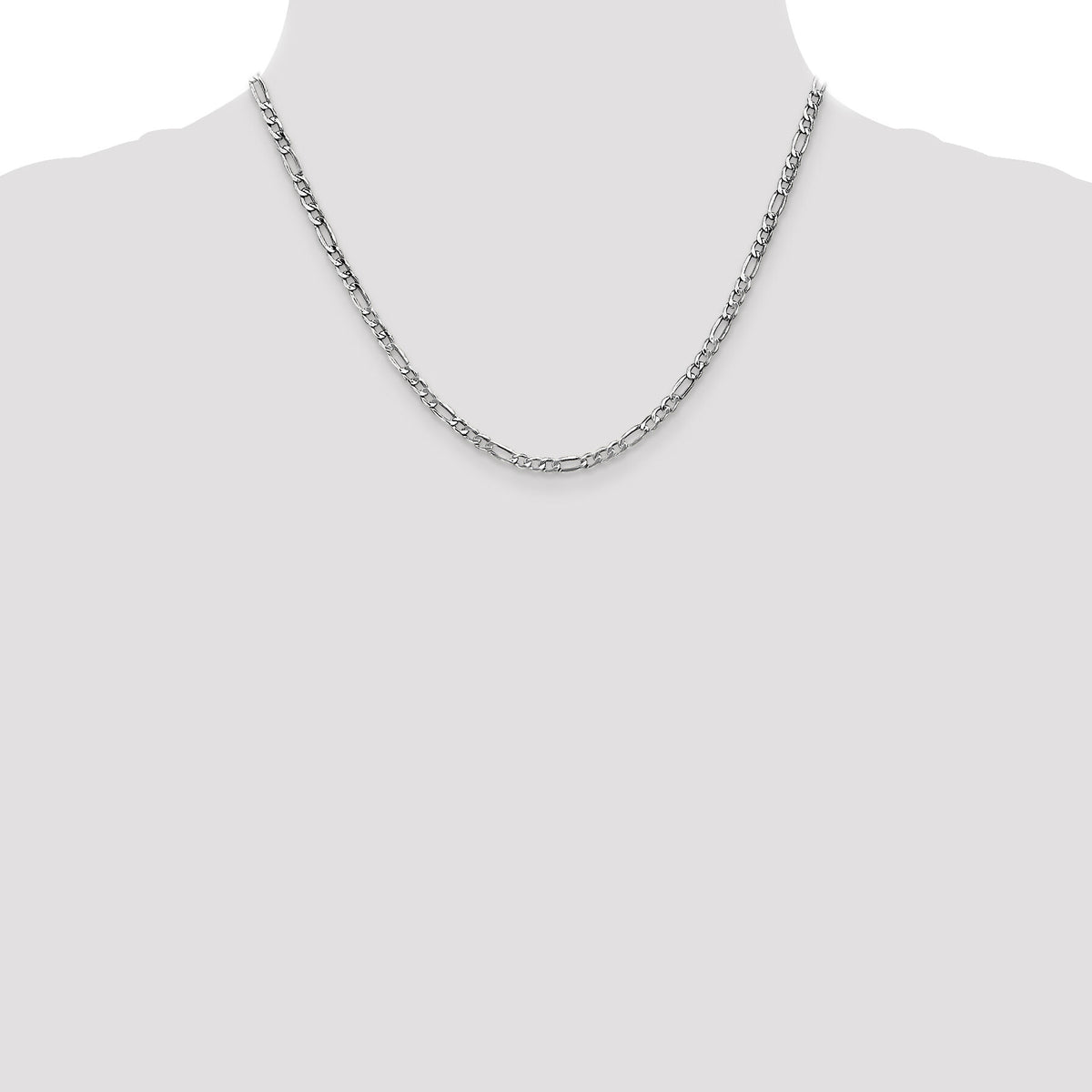 14k White Gold 3.5mm Semi-Solid Figaro Chain-BC159-18