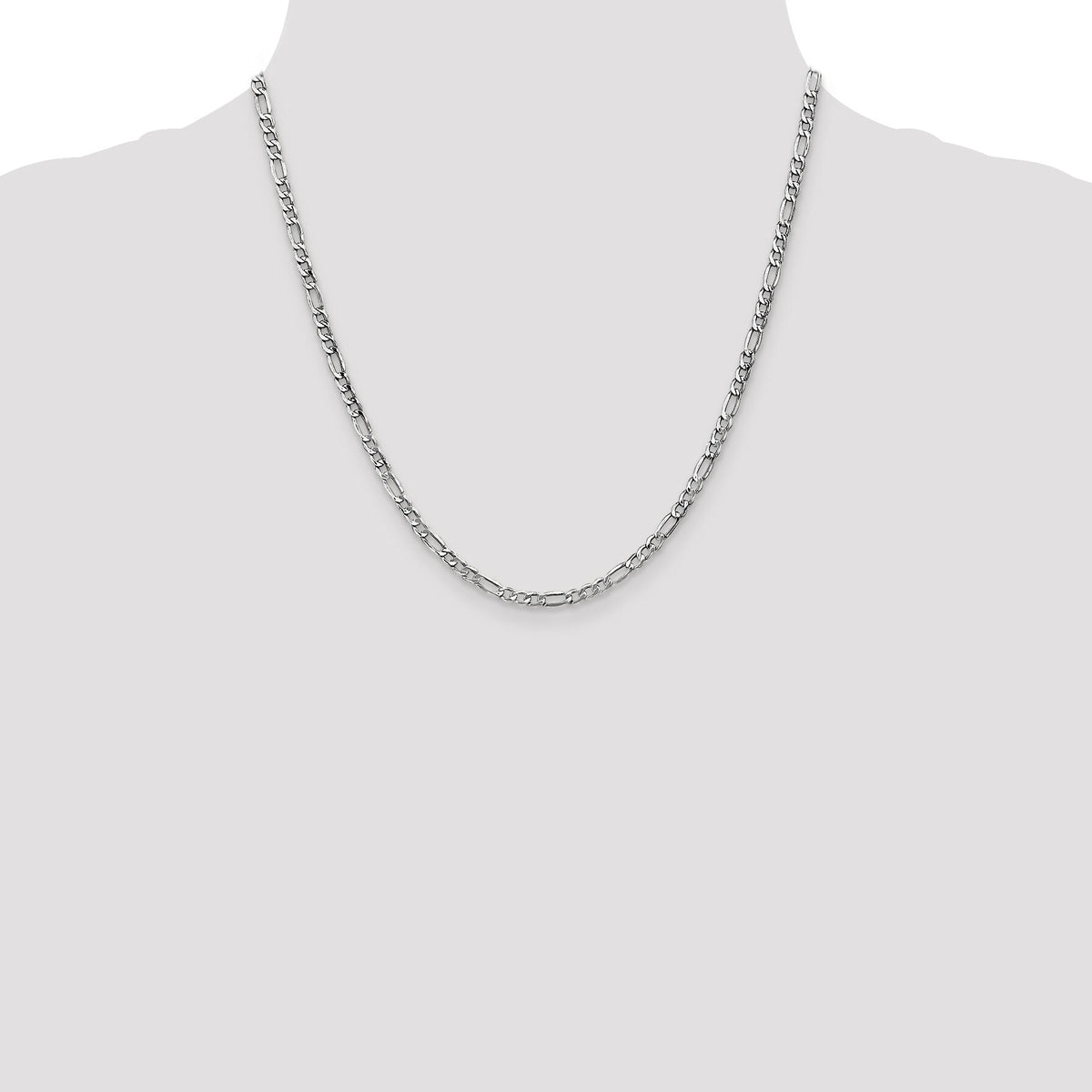 14k White Gold 3.5mm Semi-Solid Figaro Chain-BC159-20