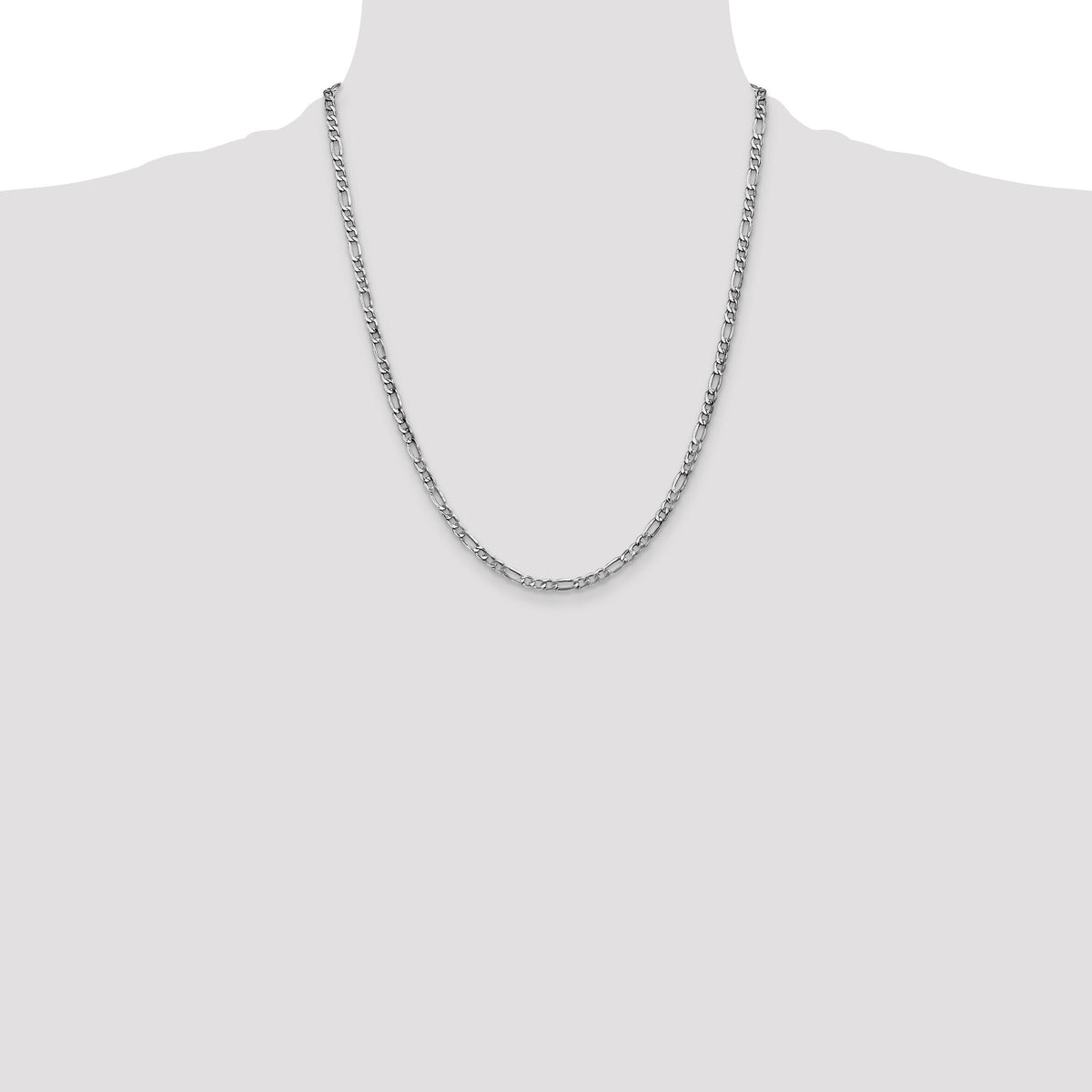 14k White Gold 3.5mm Semi-Solid Figaro Chain-BC159-22
