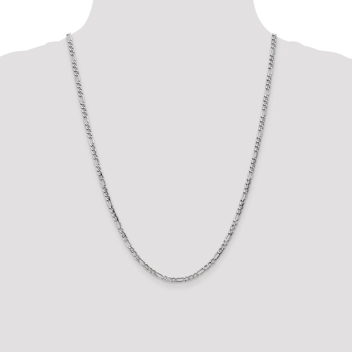 14k White Gold 3.5mm Semi-Solid Figaro Chain-BC159-24
