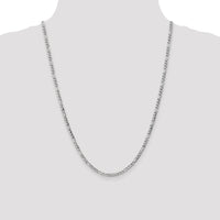 14k White Gold 3.5mm Semi-Solid Figaro Chain-BC159-24
